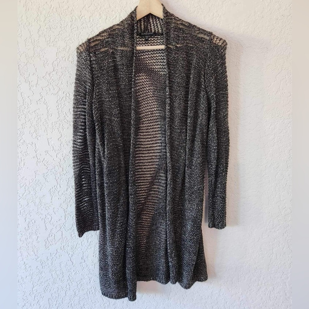 Eileen Fisher Women's Metallic linen Blend Metallic Open Knit Cardigan